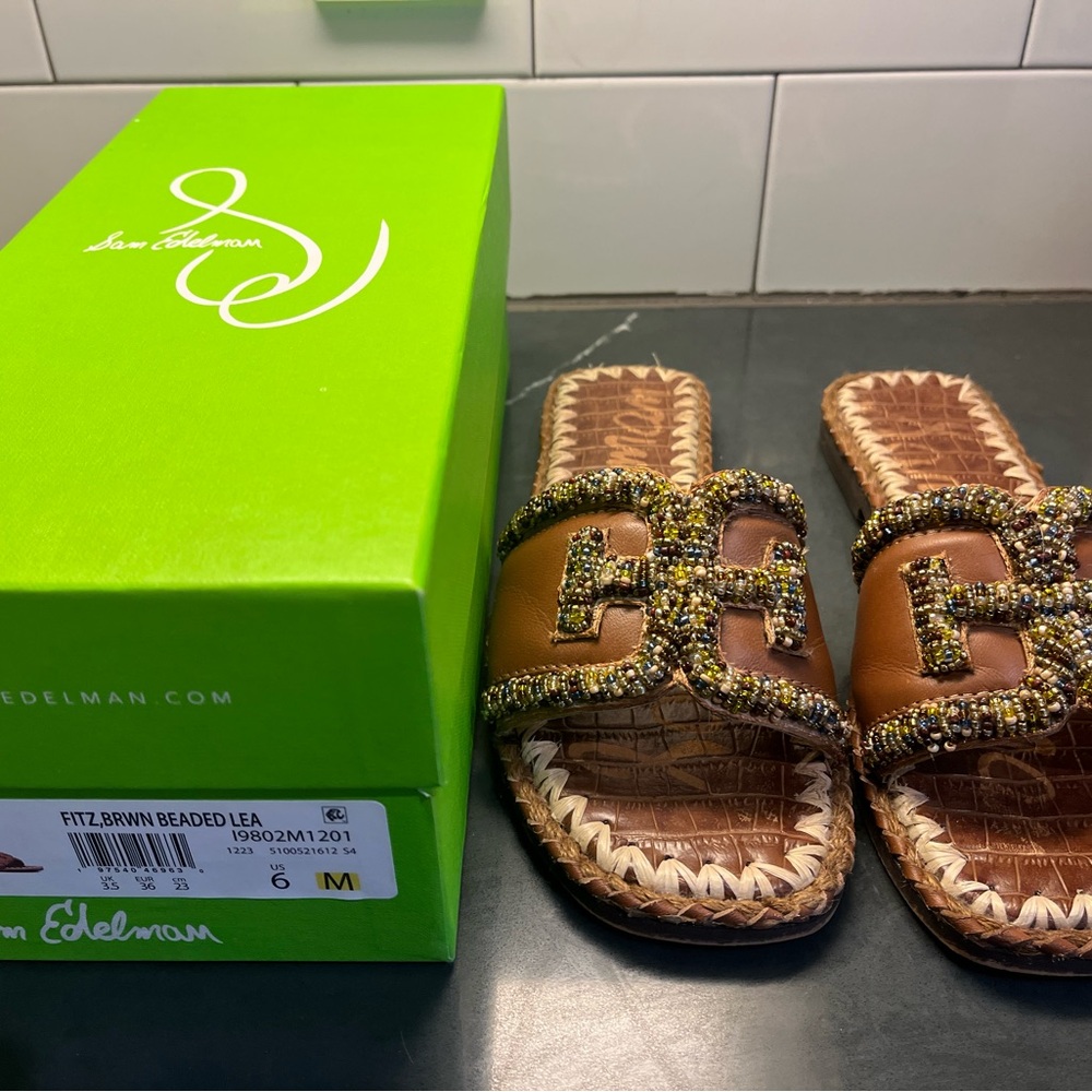 Sam Edelman Brown Beaded Sandals